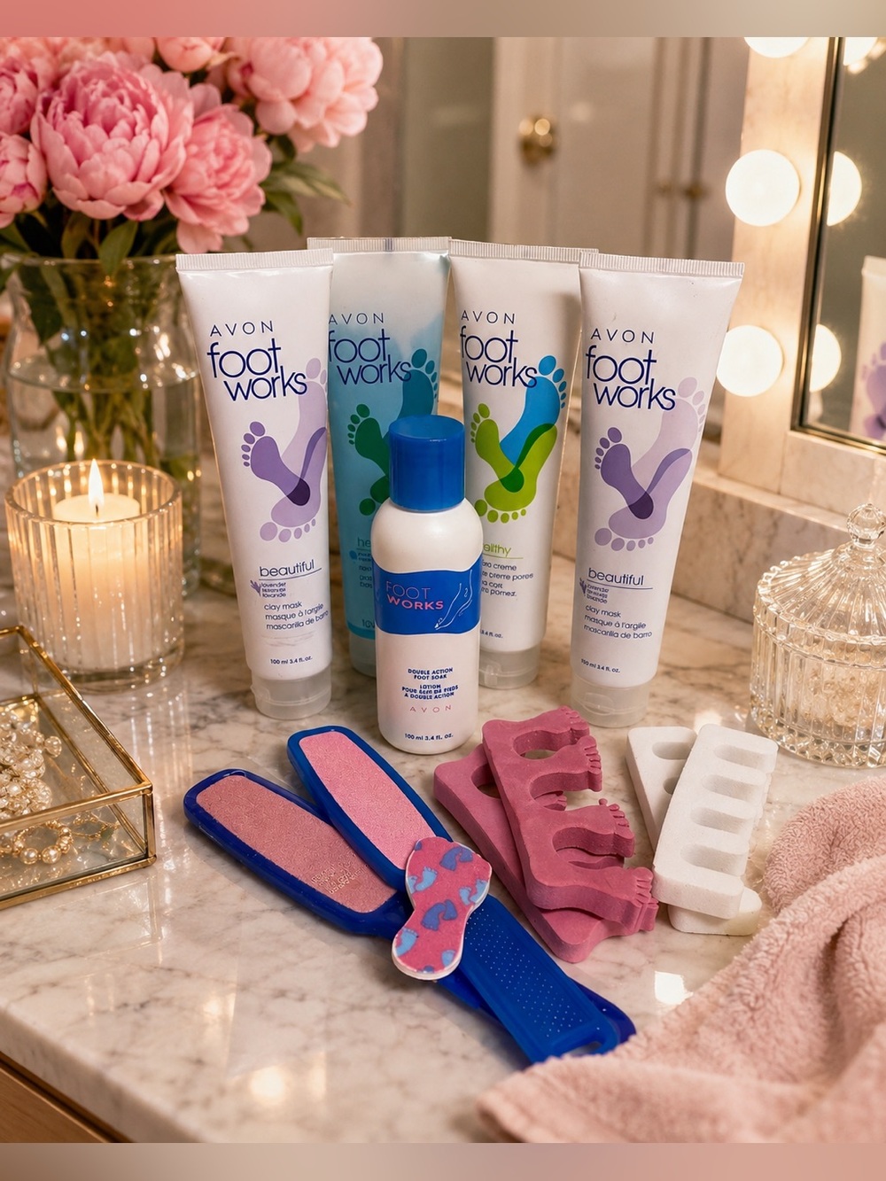 NEW Avon Foot Works Full Size Foot Care Set | Spa Pedicure Bundle